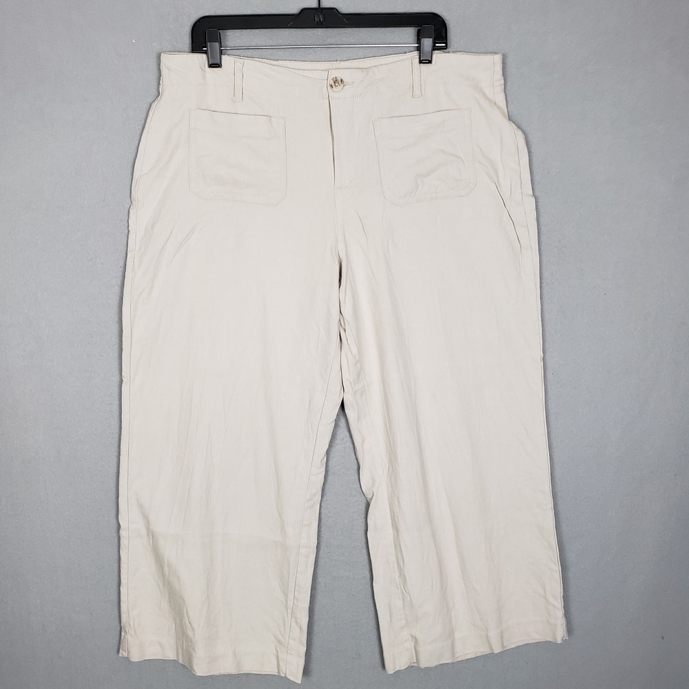 Haver & Blair Wide Leg Linen Blend Pants Beige Coastal Euro Summer Beach Size XL